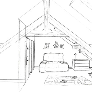 Croquis réalisé par A+ Décoration pour l'aménagement d'un espace